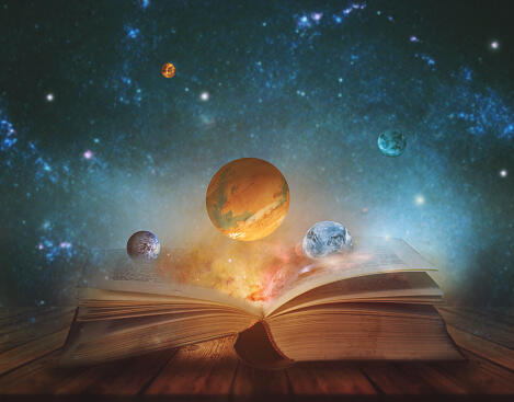 The cosmic library is a symphony of different worlds, where each chapter is a unique melody, in the cosmic harmony of the universe